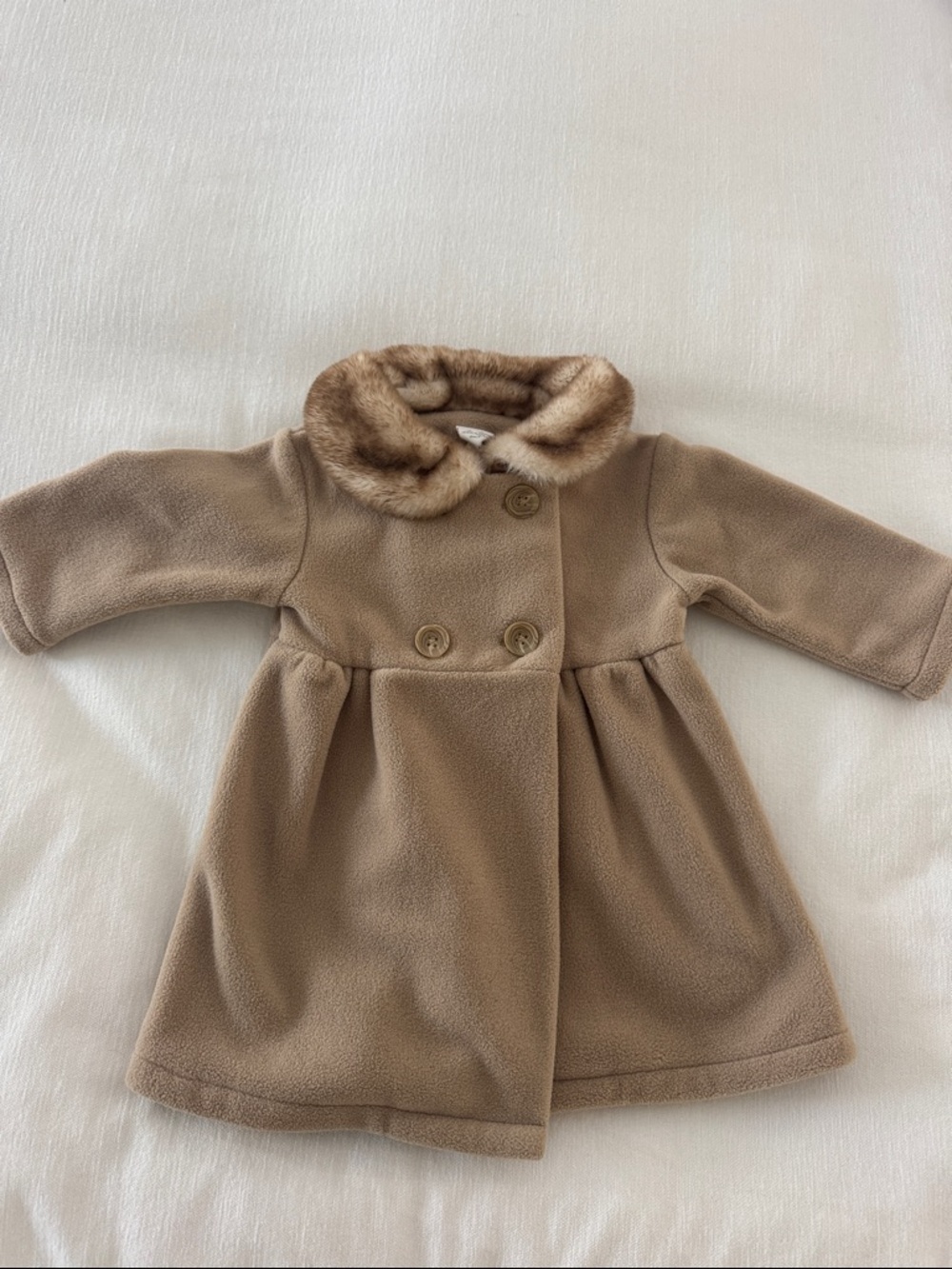 Starting Out Beige Faux-Fur Trim Infant Coat